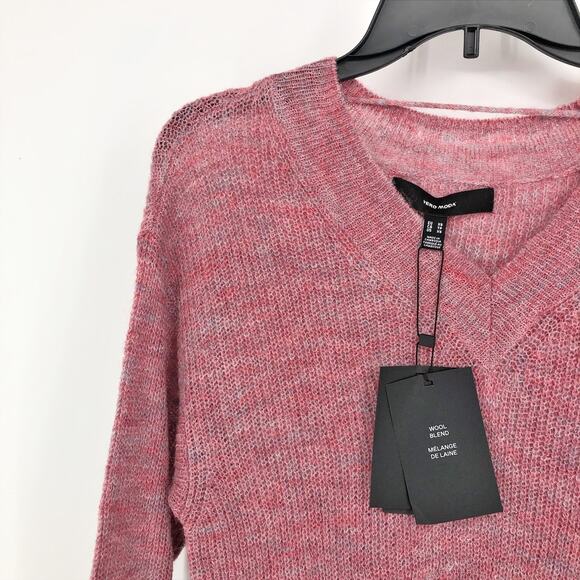Vero Moda Womens Vilma Sweater XS Pink V-Neck Long Sleeve Tunic Ribbed NWT - Picture 4 of 10